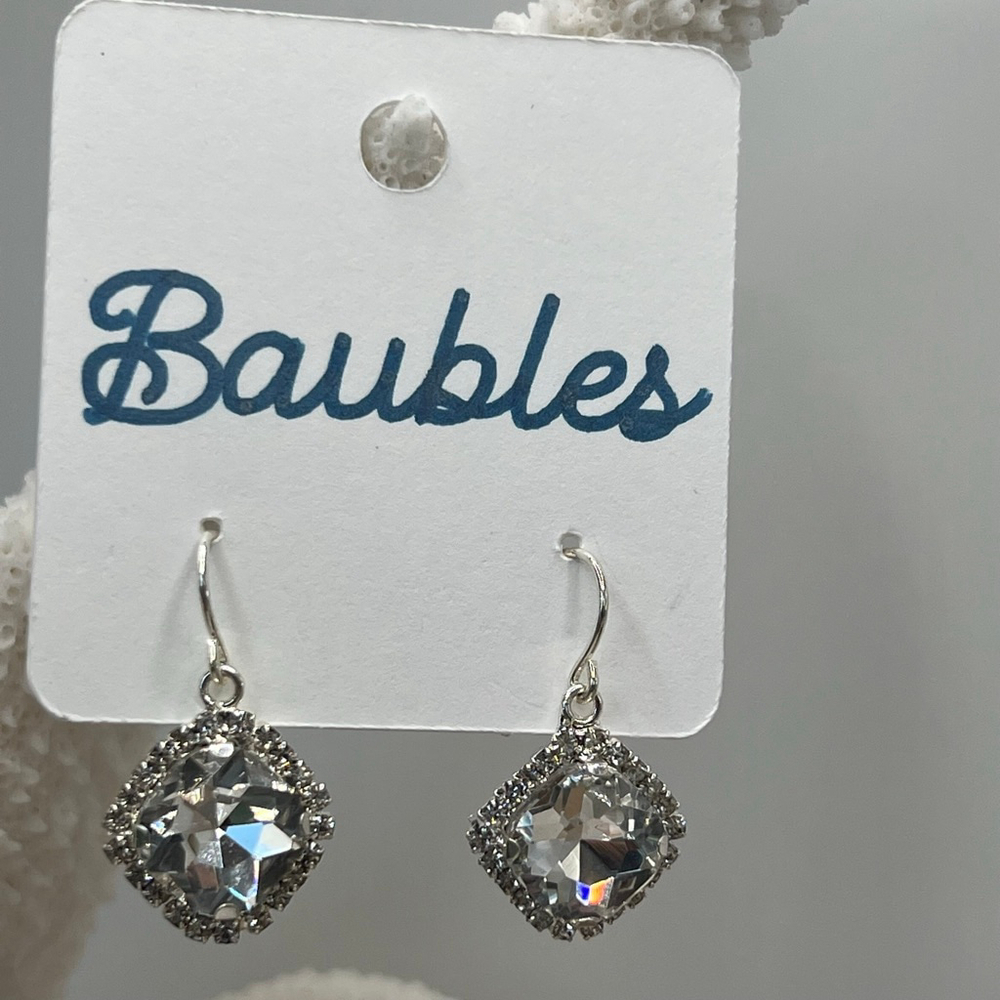Baubles Cushion Cut Silver Dangle Earrings